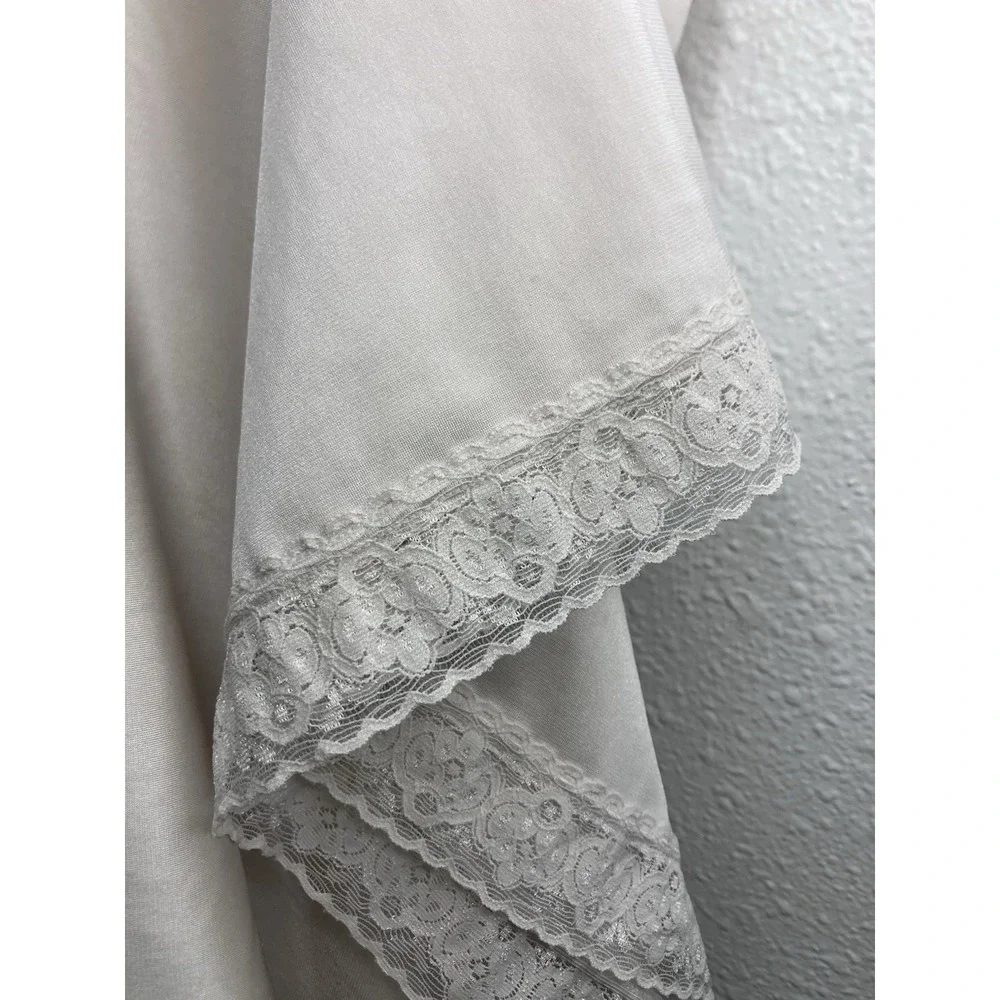 Vintage Ivory Silky Full Slip Dress Midi Size Small Lace Adjustable Straps